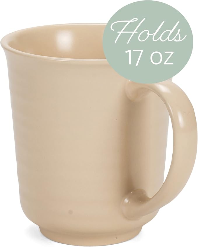 Elanze Designs Cream Matte Glaze Finish 17 ounce Stoneware Coffee Cup Mugs Set of 4