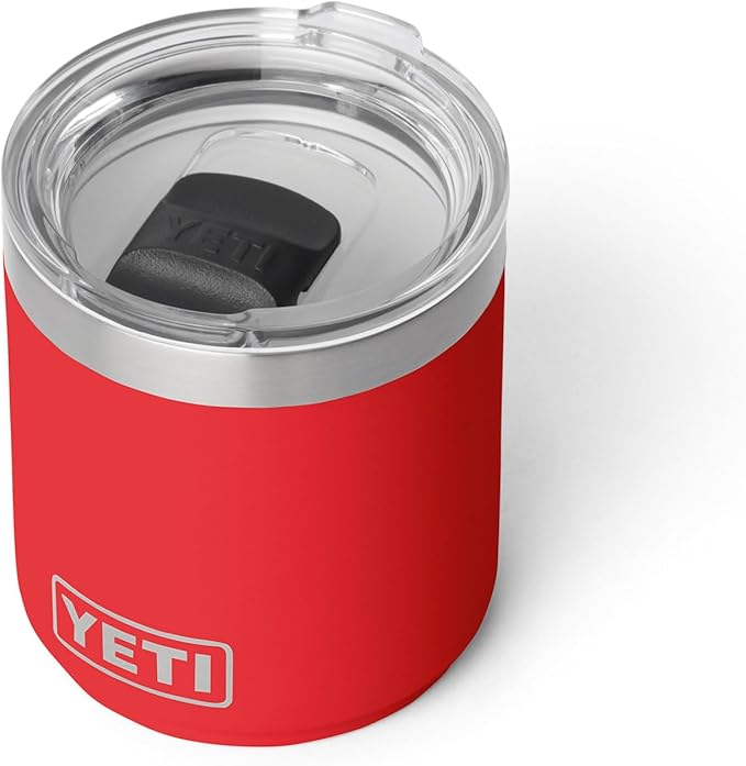 YETI Rambler 10 oz Ceramic Lined Lowball 2.0, Vacuum Insulated with MagSlider Lid, Rescue Red