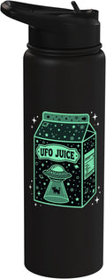 UFO Juice Retro Cat Abduction Alien Space Milk Cosmos Stainless Steel Insulated Water Bottle