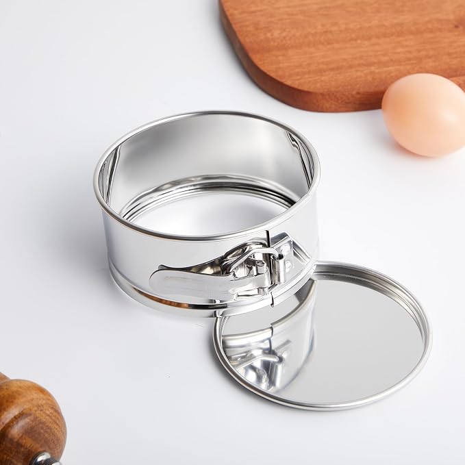 Sunnyray 8 Pcs 4 Inch Springform Pan for Baking Mini Cheesecake Pans with Removable Bottom Nonstick Leakproof Round Cake Mold Spring Form Molds for Mini Cheesecake Pizza and Quiches (Stainless Steel)