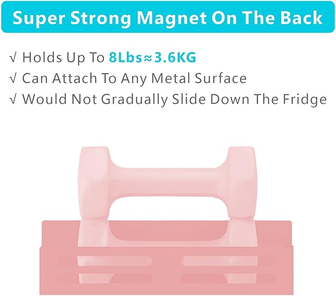 Magnetic Spice Rack for Refrigerator, Metal Spice Rack Organizer, Magnetic Shelf for Fridge 4Pack Pink