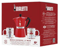 Bialetti Moka Express Iconic Italian Stovetop Espresso Maker (Red, 6 Cups Bundle)