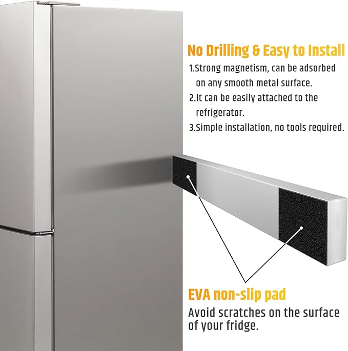 Fridge Applicable 17 Inch Double Sided Magnetic Knife Holder - Stainless Steel Knife Strip With Powerful Magnetic Pull Force - Use as Kitchen Knife Holder, Knife Rack & Tool Holder - Silver