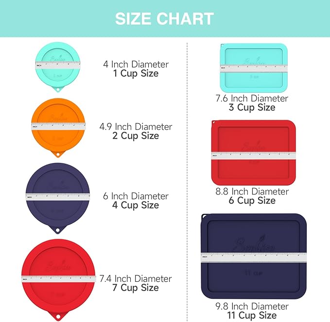 Sophico 3 Cup Rectangle Silicone Storage Cover Lids Replacement for Pyrex 7210-PC Glass Bowls, Container not Included (NAVY BLUE, 2 Pack)