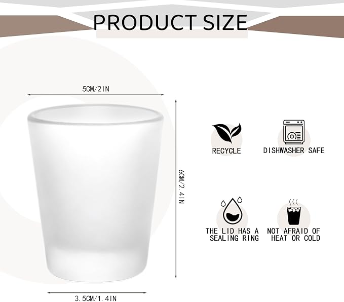 YOUKE OLA 72 Pack Sublimation Shot Glasses Cups with Heavy Base Sublimation Blanks Cute Shot Glass Tumbler Bulk for Heat Press, Personalized Gift, Wedding, Party, 1.5oz Frosted