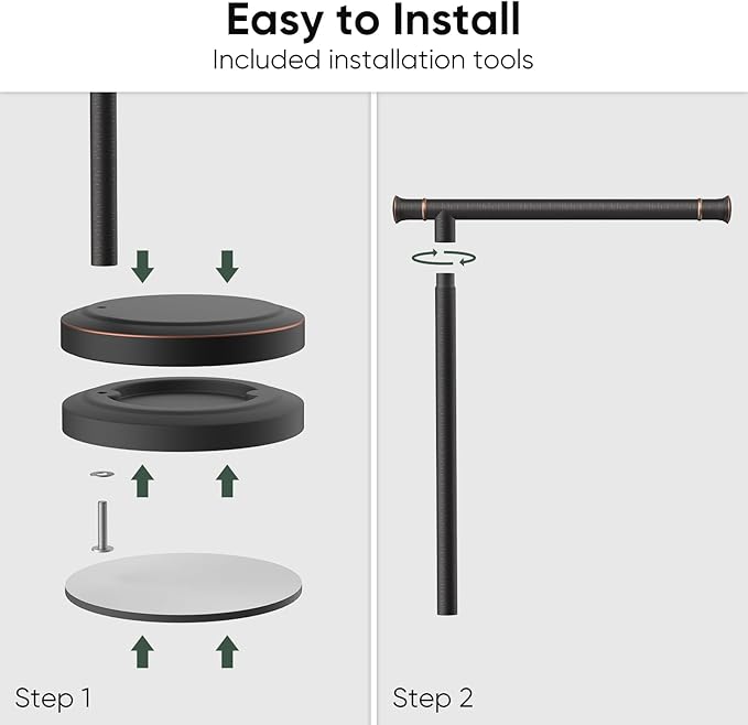 Hoimpro 13" Oil Rubbed Bronze Stand Hand Towel Holder Bathroom Kitchen Countertop Towel Rack Towel Bar Ring Free Standing Counter T Bath Accessories Freestanding Vanity Sink Hardware Stainless Steel