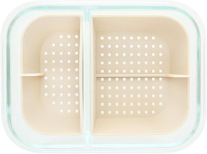 Two Compartment Borosilicate Glass Container Cleaning Tool with Sealable Lid (Full Melt Sand)