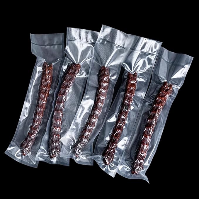 Clear Vacuum Bags for Food Saver Flat Open Top Embossed Vacuum Sealer Bag Food Storage Packaging Pouch with Tear Notch (100, 2.36x9.84 inch)