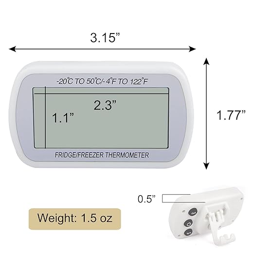 AEVETE 6 Pack Waterproof Digital Refrigerator Thermometer Large LCD, Freezer Room Thermometer with Magnetic Back, No Frills Easy to Read