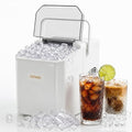 Countertop Ice Maker, Portable Ice Maker Machine, 6-Minute Fast Bullet Ice Maker with Self-Cleaning, Compact Ice Machine with Handle, Basket & Scoop for Kitchen, Home, Office, RV Camping,White