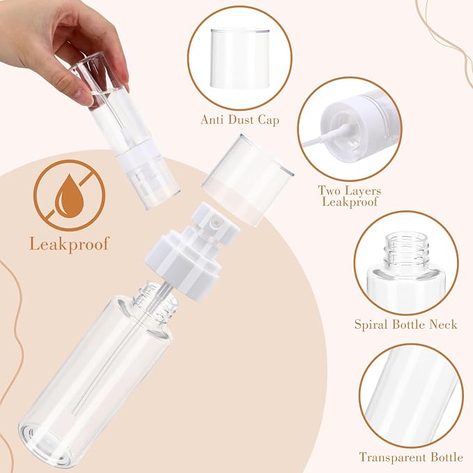 80 Pack Fine Mist Spray Bottle Bulk, 2oz Small Clear Plastic Leak Proof Fine Mist Mini Spray Bottles Refillable Empty Travel Mister Sprayer Bottle for Hair, Cleaning, Essential Oils(Clear)