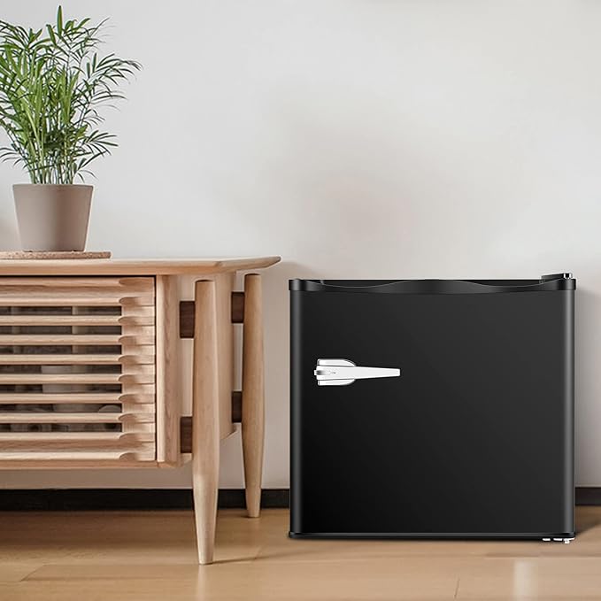 Antarctic Star Mini Upright Freezer -1.2 cu.ft Compact freezer with Removable Shelves and Adjustable Thermostat,for Home/Kitchen/Office(Black)