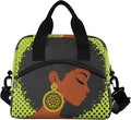 Reusable Lunch Bag for Girls Women,African American Woman Lunch Box Container with Detachable Shoulder Strap,Insulated Lunch Coolers for School Office
