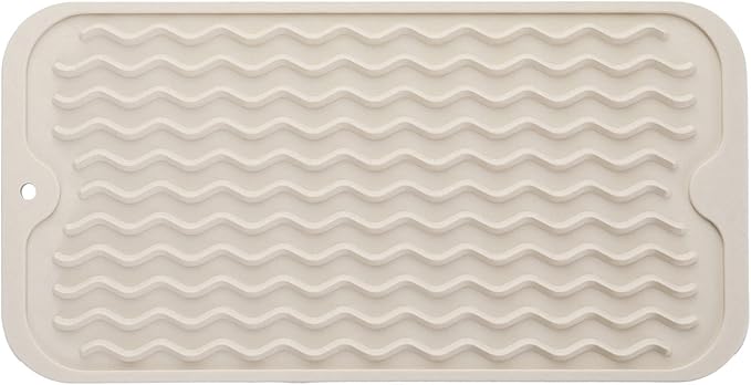 MicoYang Silicone Dish Drying Mat for Multiple Usage,Easy clean,Eco-friendly,Heat-resistant Silicone Mat for Kitchen Counter or Sink,Refrigerator or Drawer Liner Tapioca S 12 inches x 6 inches