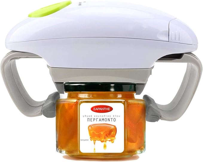 Electric Jar Opener, Kitchen Gadget Strong Tough Automatic Jar Opener For New Sealed Jars,The Hands Free Jar Opener with Less Effort to Open (White)