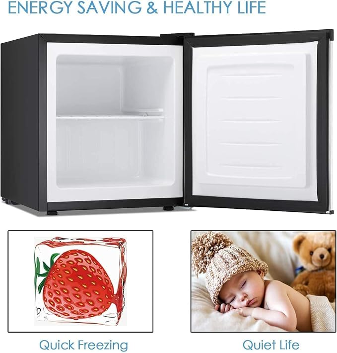 Antarctic Star Upright Freezer 1.1 Cu.ft, Compact Mini Freezer with Reversible Single Door, Temperature Control, Removable Shelves, Small freezer Stainless Steel for Home, Silver
