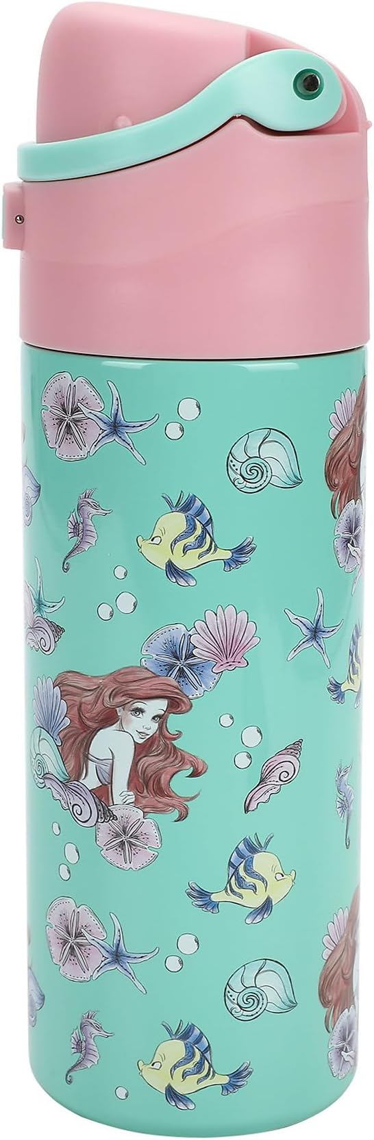 Bioworld The Little Mermaid Ariel & Flounder All-Over Print 24 Oz Stainless Steel Water Bottle