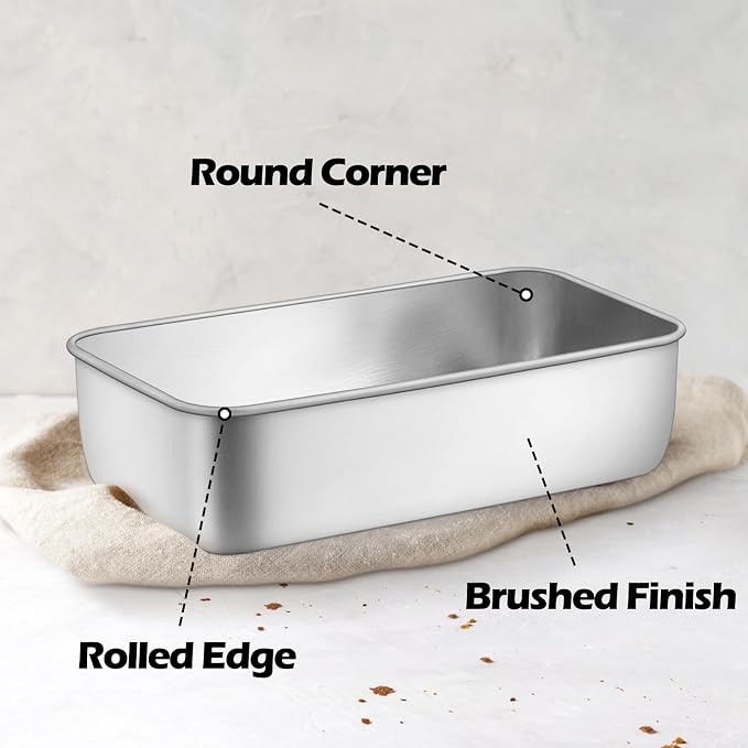 Leonyo Non-Toxic 9x5IN Stainless Steel Loaf Pan for Baking Bread, 4 Pack | Metal Sandwich Bread Loaf Pans, Bread Pan Tins for Homemade Meatloaf Cakes Brownies Lasagnas, Dishwasher Oven Safe