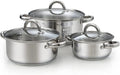 Cook N Home Basics Stainless Steel Cookware Sets, 6-Piece Pots and Pans | 1.5 & 3 Qt Sauce Pots with Lid, 5.5 Qt Dutch Oven Stockpot, Induction Compatible, Dishwasher & Oven Safe