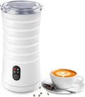 Milk Frother, Automatic Milk Frother Machine 4 in 1 Functions Milk Frother Machine for Coffee, Hot Chocolates, Latte, Cappuccino, Milk Frother 240ml, White