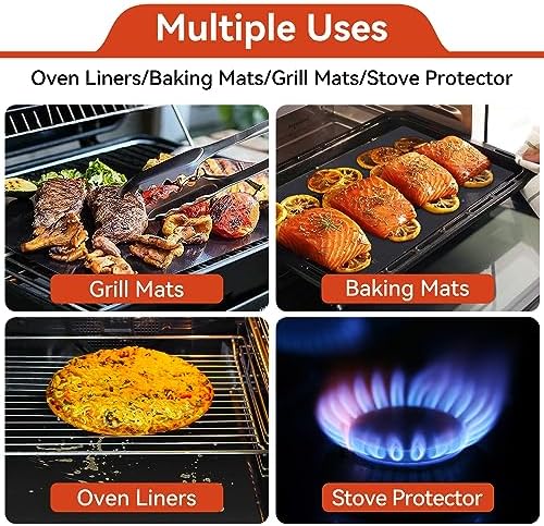 4Pack Oven Liners Teflon Oven Mat + Pastry Mat for Rolling Dough