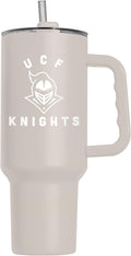 Logo Brands NCAA Central Florida Golden Knights Sand 40 oz Tumbler with Handle - Stylish Everyday Use Powder Coated-Stainless Steel with Straw- Keeps Cold For Hours