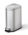 2.6 Gallon Bathroom Trash Can with Lid, Slim Step Pedal Garbage Bin, Stainless Steel Wastebasket with Soft-Close Lid, Removable Inner Bucket & Rear Handle for Bathroom, Office & Small Spaces-Silver