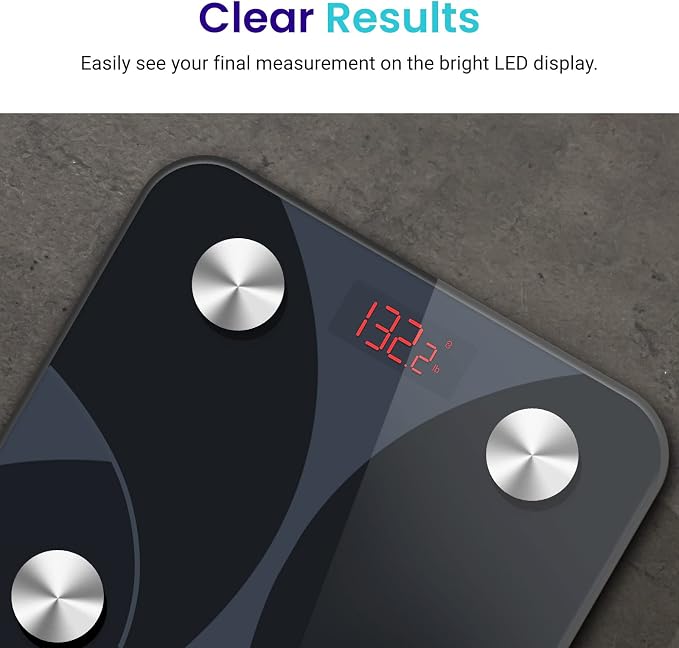 Etekcity Scale for Body Weight and Fat Percentage, FSA&HSA Eligible, Smart Digital LED Bathroom BMI Measurement, Accurate Bluetooth Weighing Machine, Body Composition Analyzer, Ash-black, 400lb