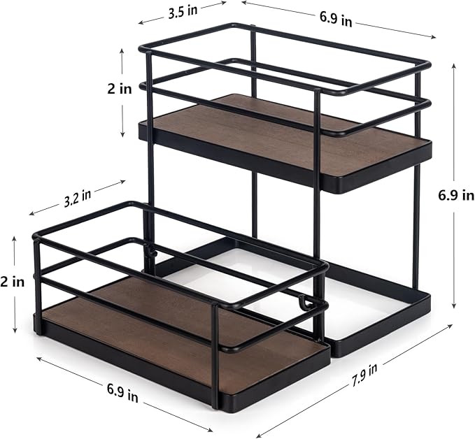 kimilus 4 Bottle Capacity Coffee Syrup Organizer 2 Tier Coffee Syrup Stand Shelf for Coffee Bar Kitchen Small Wine Rack for Bar Family Storage for Syrup Wine Dressing