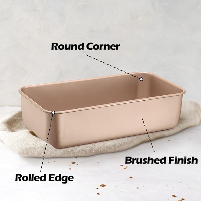 Leonyo 6 Pack Non-Stick 9x5IN Stainless Steel Bread Loaf Pan, Rose Gold | Metal Sandwich Bread Loaf Pans, Bread Pan Tins for Homemade Meatloaf Cakes Brownies Lasagnas, Dishwasher Oven Safe