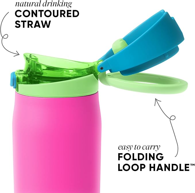 Simple Modern Mesa Loop Water Bottle with Covered Straw and Handle | 24oz Cup Holder Friendly Insulated Stainless Steel Bottles for Travel, Sports and School | 80s Mix