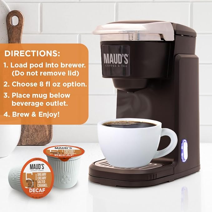Maud's Salted Caramel Flavored Coffee Pods, 200 ct, Medium Roast Flavored Coffee in Single Serve Pods – 100% Arabica Beans, Compatible with Keurig K Cups Maker