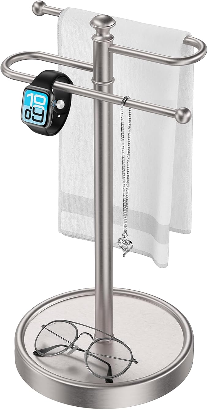 Hand Towel Holder, 304 Stainless Steel Heavy Duty S Shape Hand Towel Stand Free Standing Towel Bar for Bathroom Kitchen Countertop