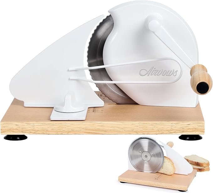 Manual Bread Slicer for Homemade Bread,Even Slicing Thickness-Adjustable Slices,Sourdough Slicer with Scale Lines&SuperStrong SuctionCup Fixation (White)
