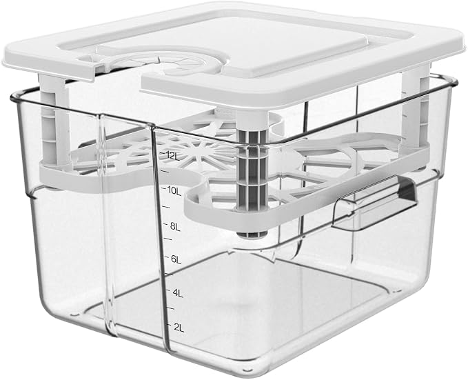 Sous Vide Container with Lid and Rack Sous Vide Pot 12.6 Quart Slow Cooker Container Compatible with Most Immersion Circulators