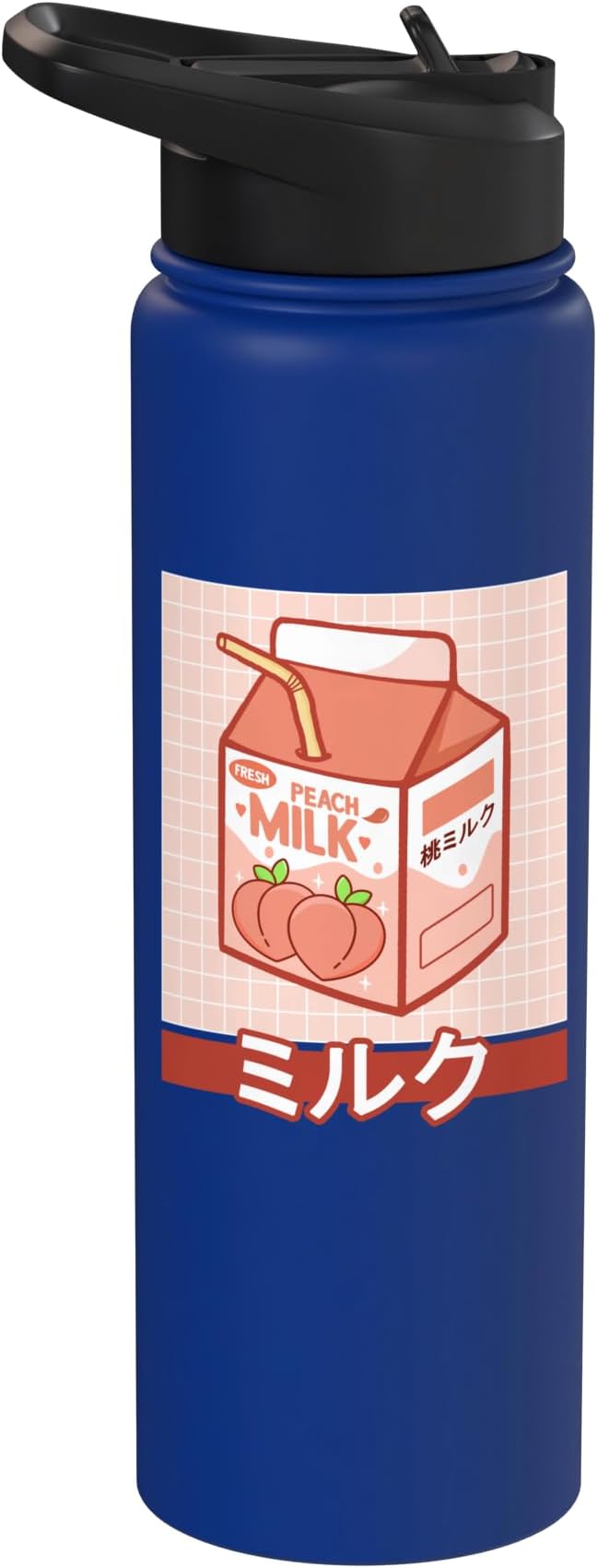 Cute Funny 90s Japanese Kawaii Aesthetic Peach Milk Stainless Steel Insulated Water Bottle