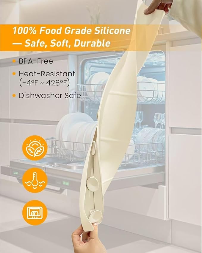 Kitchen Sink Splash Guard 30" 23" 18" Silicone Water Guard with Suction Cups, Faucet & Countertop Protector, Bathroom & Sink Edge Splash Guard Strip, Easy Install, Dishwasher Safe-Cream