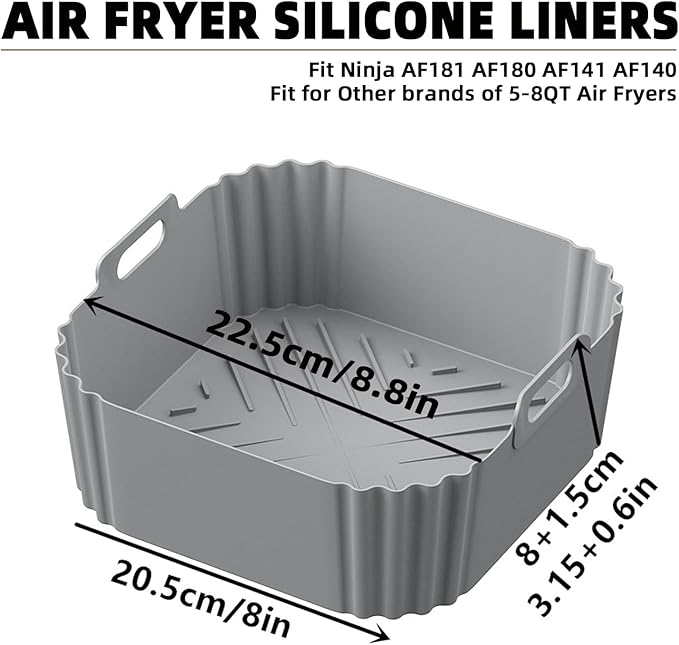 2PCS Silicone Air Fryer Liners and 200Pcs 8inch Air Fryer Liners Disposable for 5-8QT Air Fryer