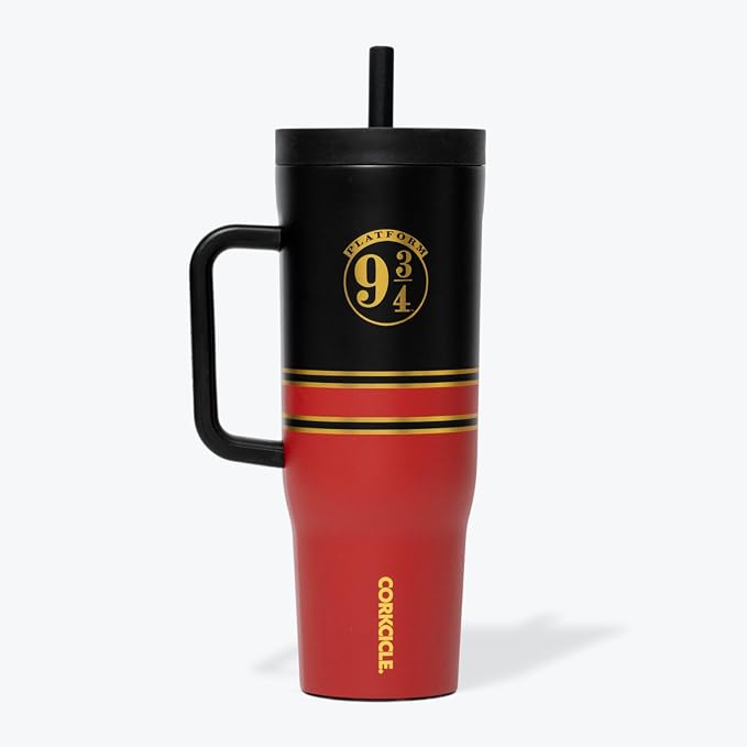 Corkcicle Cruiser Insulated Tumbler with Handle & Straw - Keeps Drinks Ice Cold - Triple-Insulated - Leakproof Travel Mug - BPA-Free - Summer Drinkware Gift - 40 oz, Hogwarts Express
