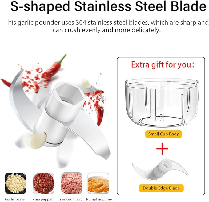 HQZG Small Household Wireless Electric Garlic Crusher 100ML/250ML capacity Mash Portable Detachable blade Automatic Garlic Puller Kitchen God
