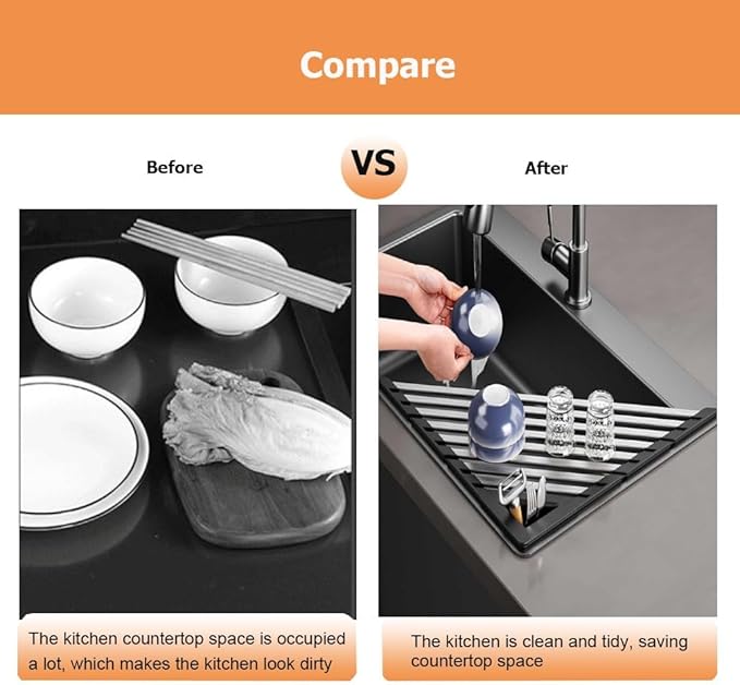 2 Packs Collapsible Triangle Dish Drying Rack for Sink Corner, Multipurpose Anti-Slip Over The Sink Dish Drainer Mat for Kitchen(Black,Small)
