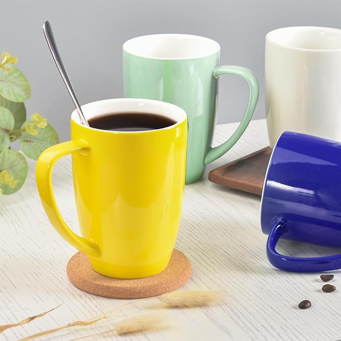 homEdge Porcelain Mug Set, 16 Ounces Cup for Tea, Latte, Mocha, Hot Chocolate, Set of 6, Turquoise