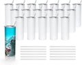 AGH 25 Pack Sublimation Tumblers Blank 20 OZ Straight Skinny Tumbler with Straw, Stainless Steel Double Wall Insulated Tumbler for Tumbler Press Machine