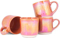 Elanze Designs Glossy Reactive Glaze Large 17 Fluid Ounce Everyday Kitchen Food Grade Ceramic Stoneware Coffee Mug Cup with Comfort Curved Handles, Set of 4, Burnt Orange