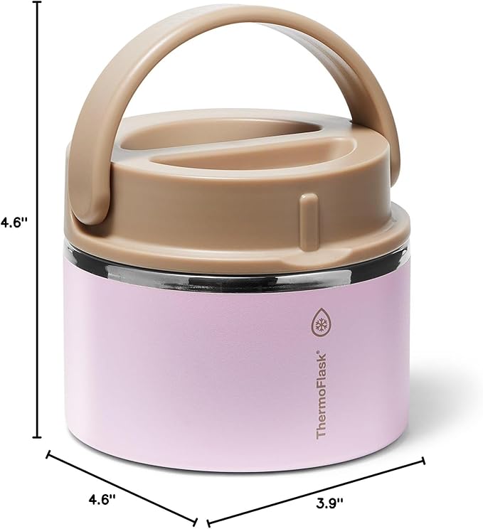 ThermoFlask Insulated Food Jar with Leakproof Lid (12 oz, Blush Sandstone) - Stainless Steel Food Containers for Hot & Cold Meals, Lunch, Soup & Snacks