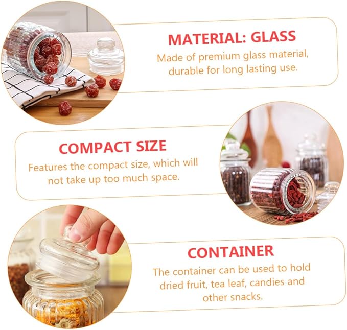 4pcs Glass Storage Bottles Food Prep Containers Canning Jars Airtight Storage Jars Pantry Boxes Lids