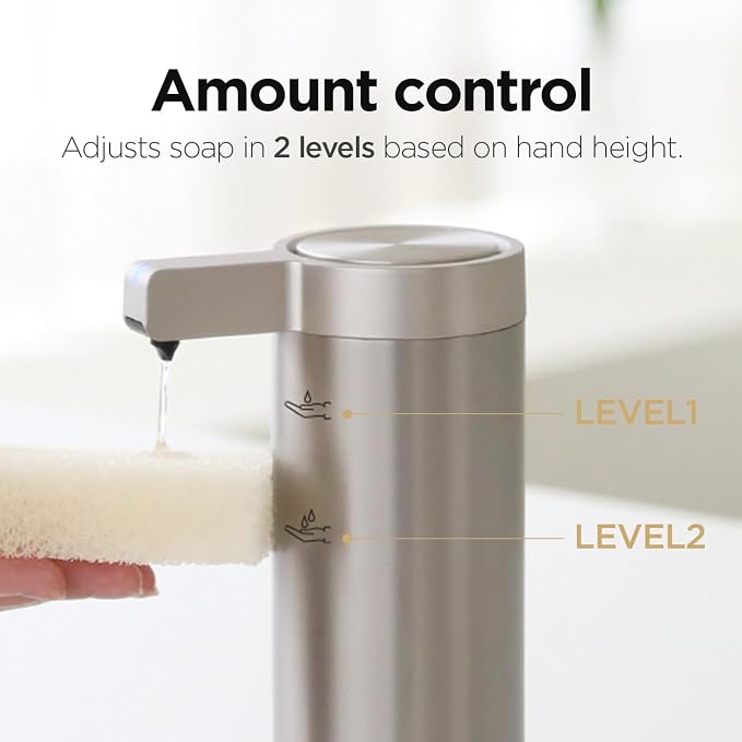 Mooas Automatic Soap Dispenser Bundle - Foaming (Ivory) & Liquid Metal Touchless Automatic Soap Dispensers, Stainless Steel, Rechargeable, Adjustable Levels, IPX5 Waterproof for Bathroom & Kitchen