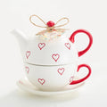 Domini Teapot cup combo,Teapot and Teacup for One,Tea Cup and Saucer Set-Tea Pot Set Gift for Girl Women,Bright white