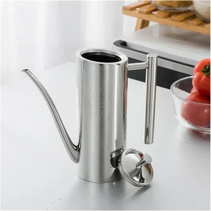 500/700ml Oil Pot 304 Stainless Steel Leak proof Vinegar Oil Bottle Storage Container Home Kitchen Utensils(Straight-700ml)