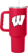 Logo Brands NCAA 40 oz Tumbler with Handle -Stainless Steel Insulated Travel Tumbler with Straw Lid – Powder Coated, Leak-Resistant, Keeps Drinks Hot/Cold – Great for Tailgating, or Everyday Use